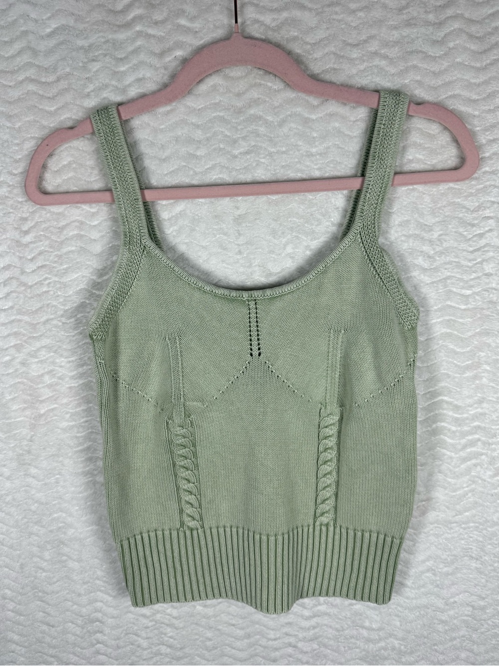 Promesa sweater tank in Sage Green Knit with Cable Detail. Y’all such a beauty 🧡